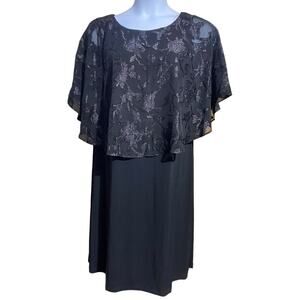 Connected Apparel Little Black Dress with black lace overlay Women's 16W
